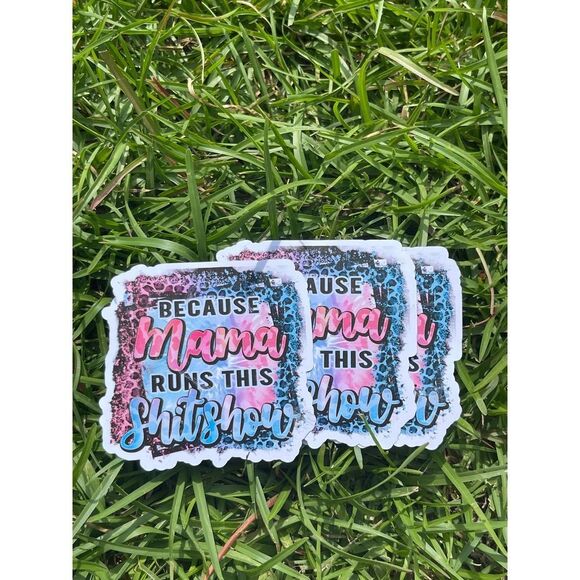 Because Mama Runs This Ombré Animal Print Sticker - Picture 2 of 2